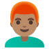 👨🏽‍🦰 man: medium skin tone, red hair display on Google